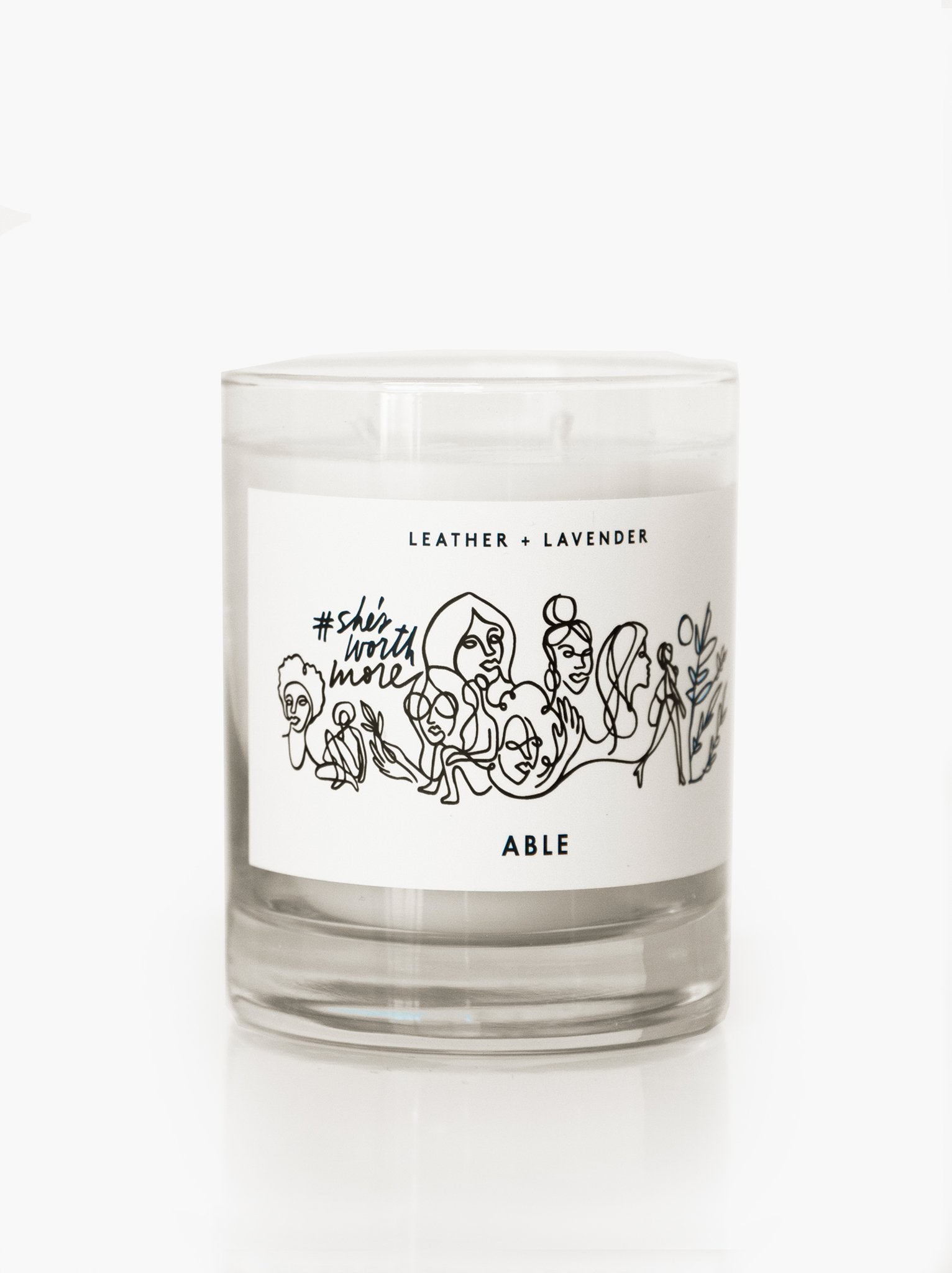 She's Worth More Leather + Lavender Candle