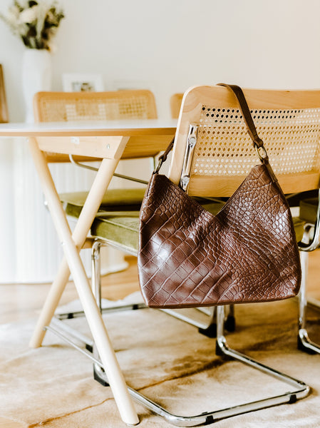 Choco Croco Shoulder Bag Content Block FASHIONABLE